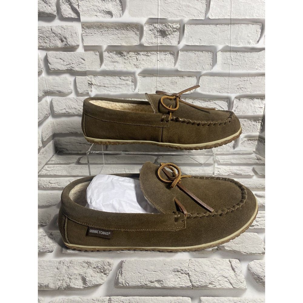 Minnetonka Men's Berber Lined Tomm Hardsole Slipper Moccasins 41037 Autumn B 11M